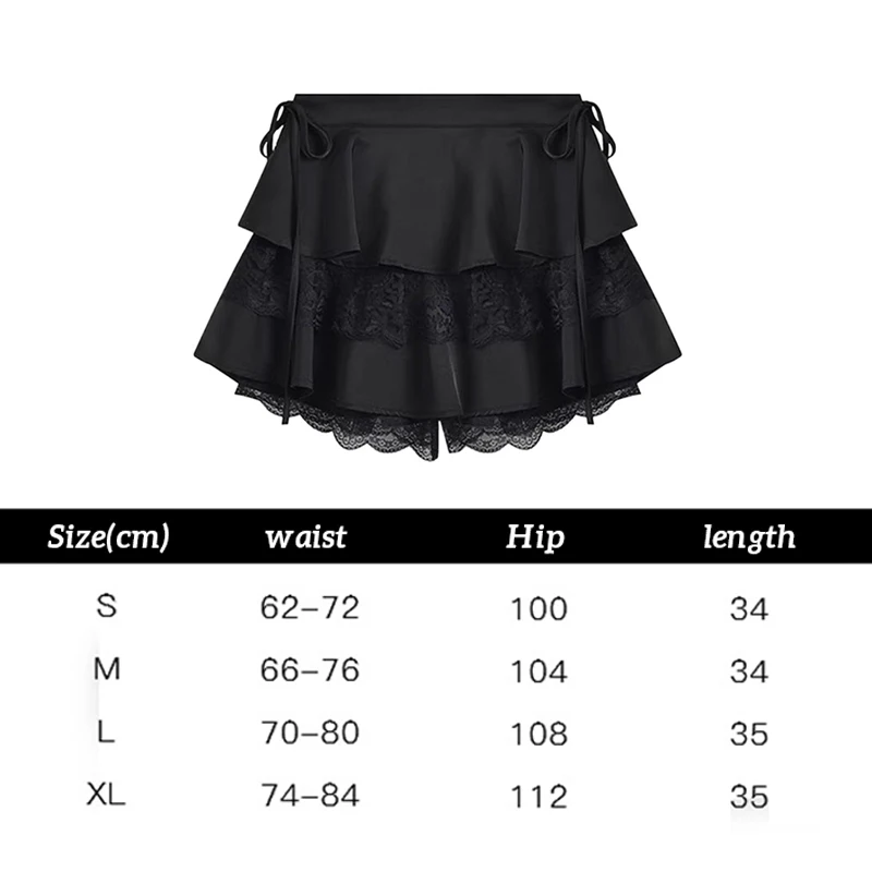 

Ladies Lace Splicing Sexy Mini Skirt Womens Korean Fashion Casual Pleated Skirt Female Girls Lolita Cute Black Fluffy Skirts