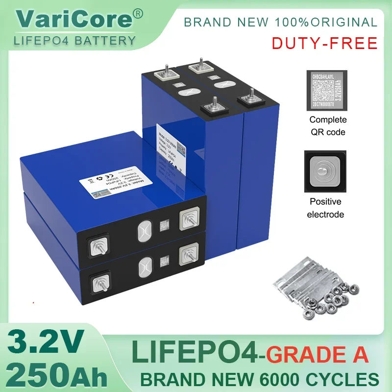 

VariCore 3.2V 250Ah LiFePO4 Battery Lithium iron phosphate For 4s 12v 24v Inverter Campers Golf Cart Off-Road Grade A TAX FREE