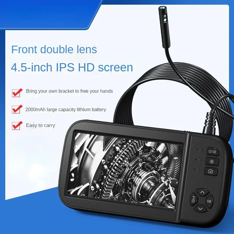 

New dual-lens high-definition 4.5-inch IPS screen endoscope 200W pixel screen IP67 waterproof industrial endoscope