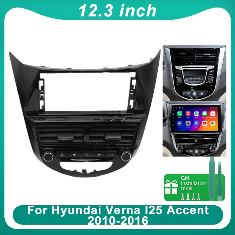 12.3 Inch Car Radio Fascia Frame For Hyundai Verna I25 Accent 2010-2016 Dashboard Panel Screen Mount Installation Kit