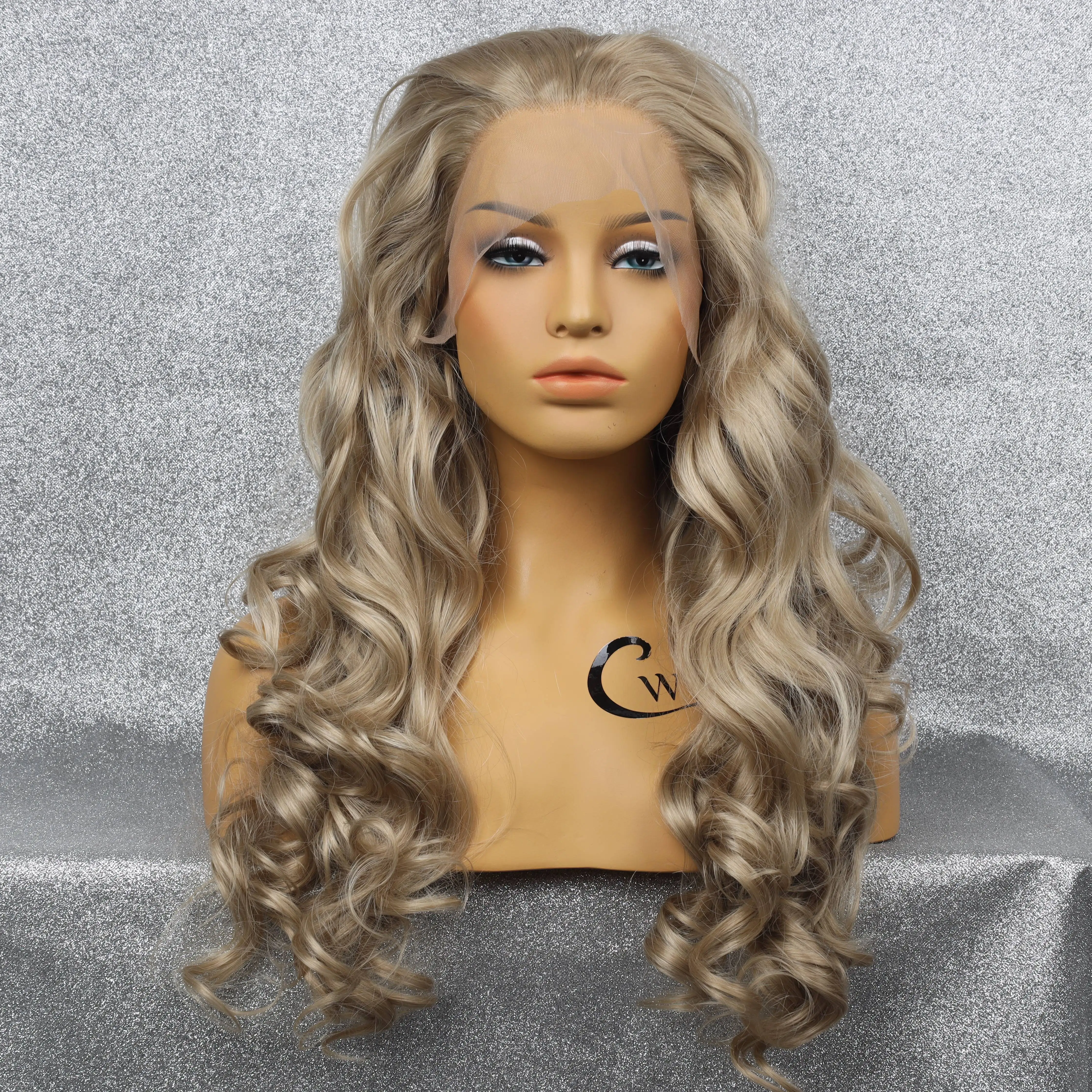 CWIGS HD Front Lace Synthetic Brown Long Wave Wig Lightweight Comfortable Glue-free Breathable Heat-resistant Cosplay Wig