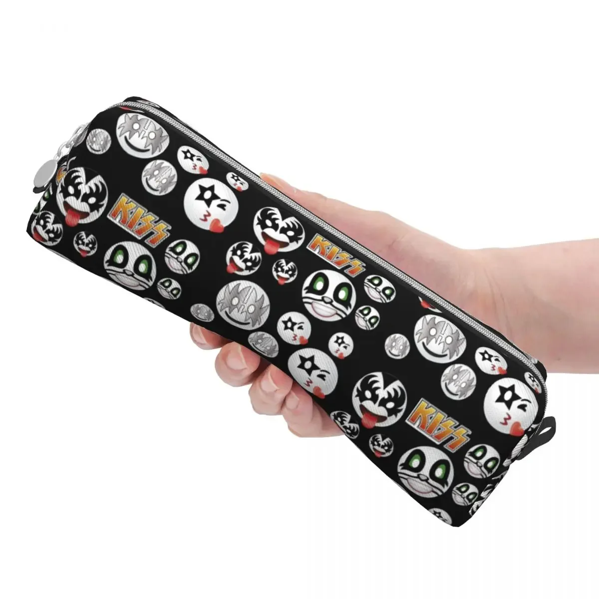 أسود لطيف قبلة الفرقة نمط مقلمة حامل قلم حقيبة أطفال تخزين كبير اللوازم المدرسية صندوق رصاص مستحضرات التجميل #3