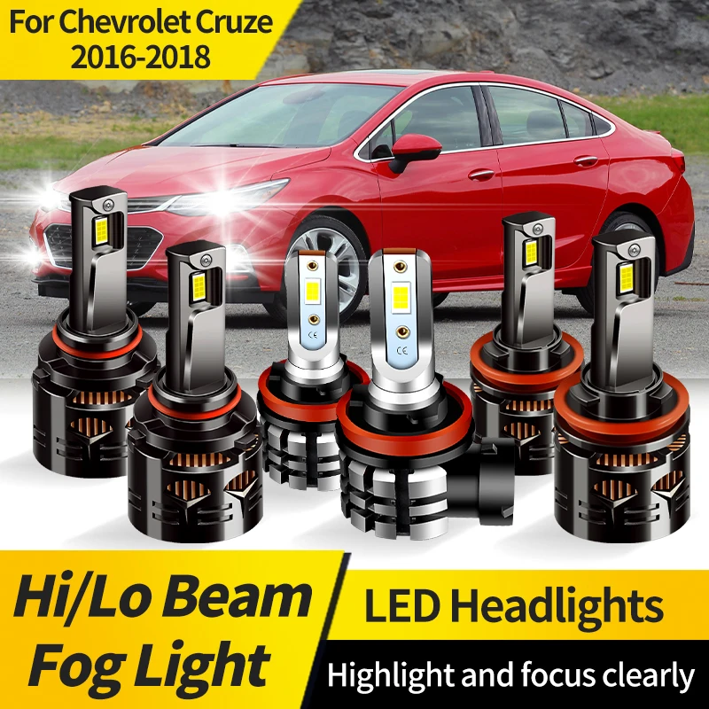 

2PCS 9005 HB3 LED Headlight Bulb Super Bright CSP Auto Driving Headlamp Hi/Lo Fog Bulb Turbo H11 For Chevrolet Cruze 2016-2018