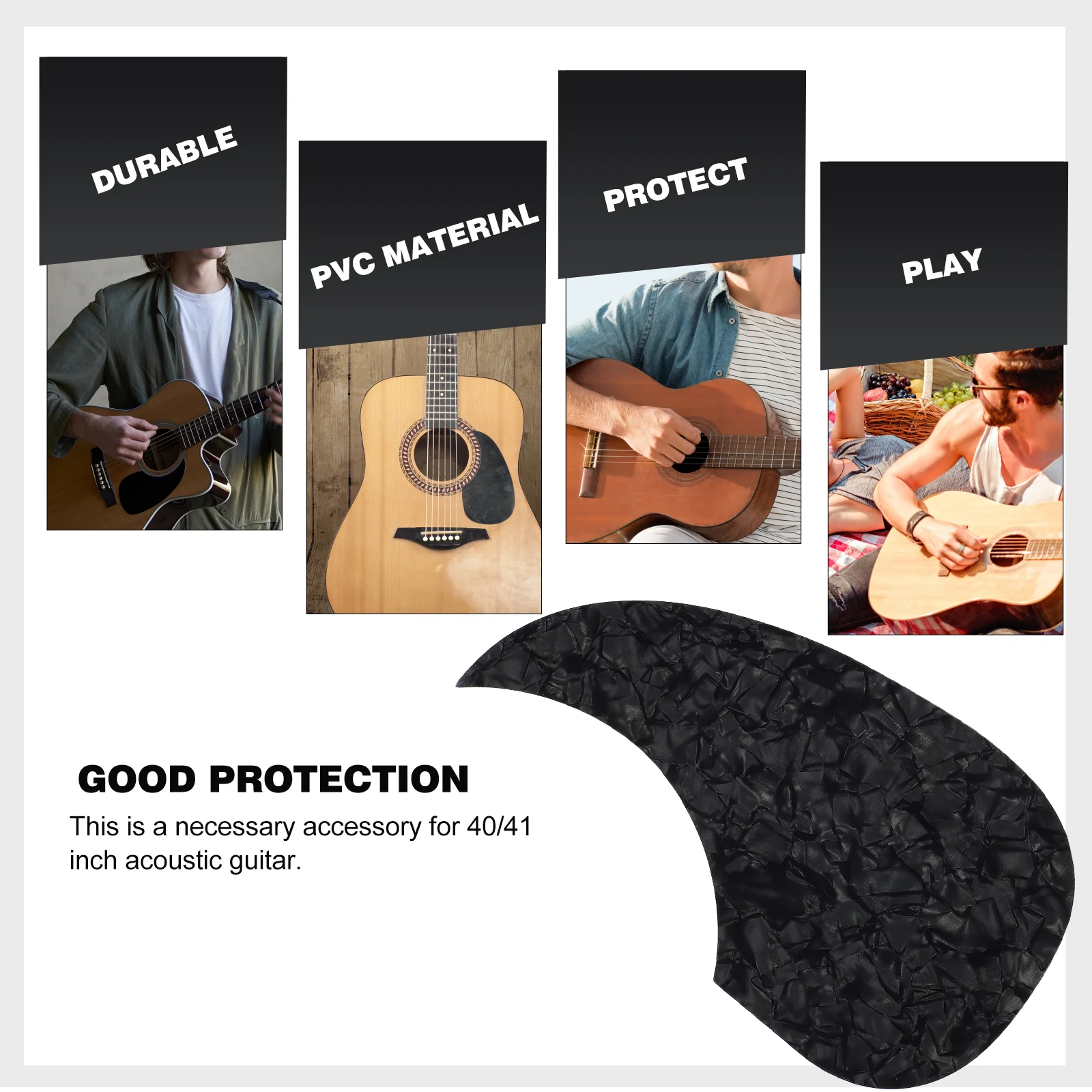 Delicate Guitar Water Drop Guard Pick Guards Acoustic Black Pvc Droplet Professional Pickguard