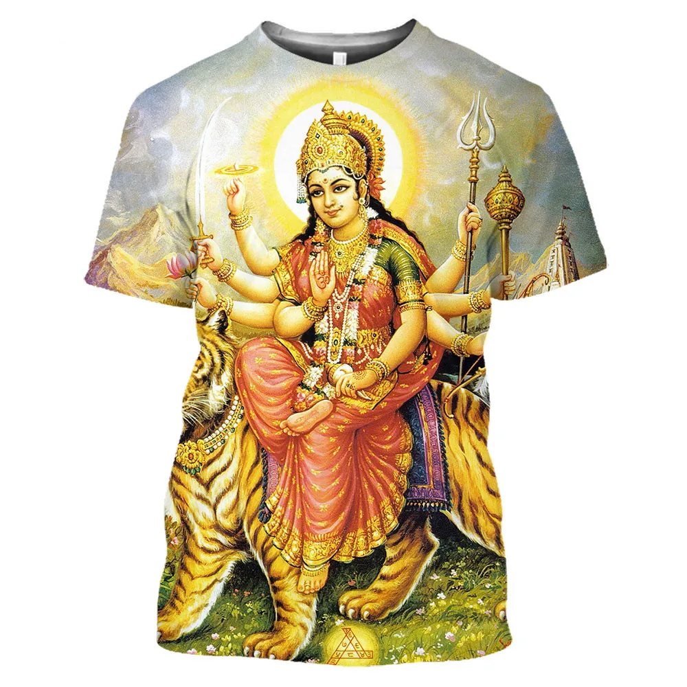 Summer New Hindu Lord God Shiva T-Shirts Brahma 3D Print Hinduism Vishnu Men Short Sleeve Believer Myth Cosplay Cool Tees Tops