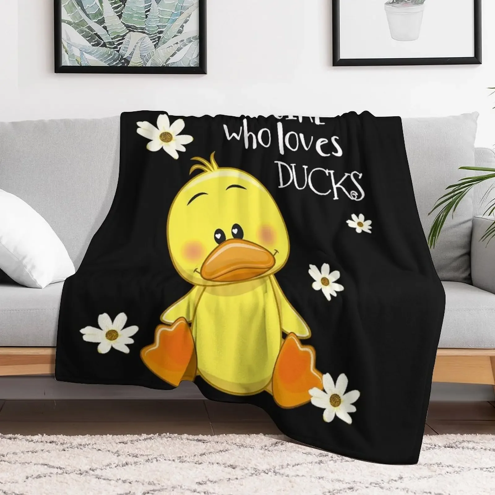 Just a Girl Who Loves Ducks - Cute Duck Lover Owner Throw Blanket Cozy Light Blanket for Travel Camping Picnic