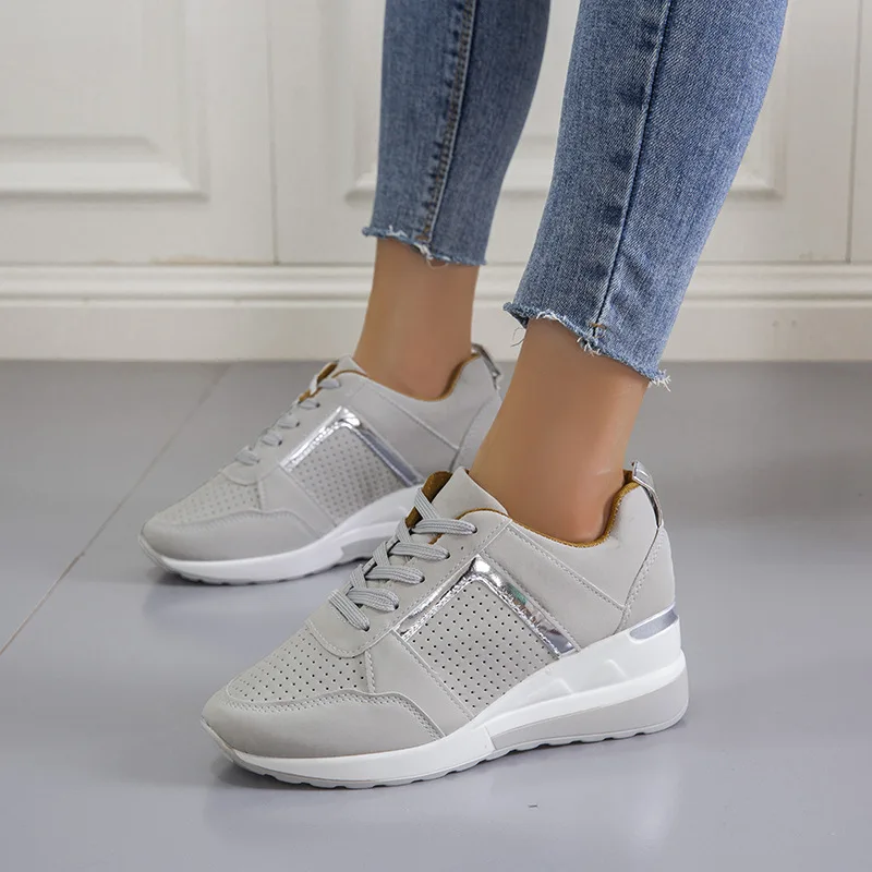 Brand Design New Women Casual Shoes Height Increasing Sport Wedge Shoes Air Cushion Comfortable Sneakers Zapatos De Mujer