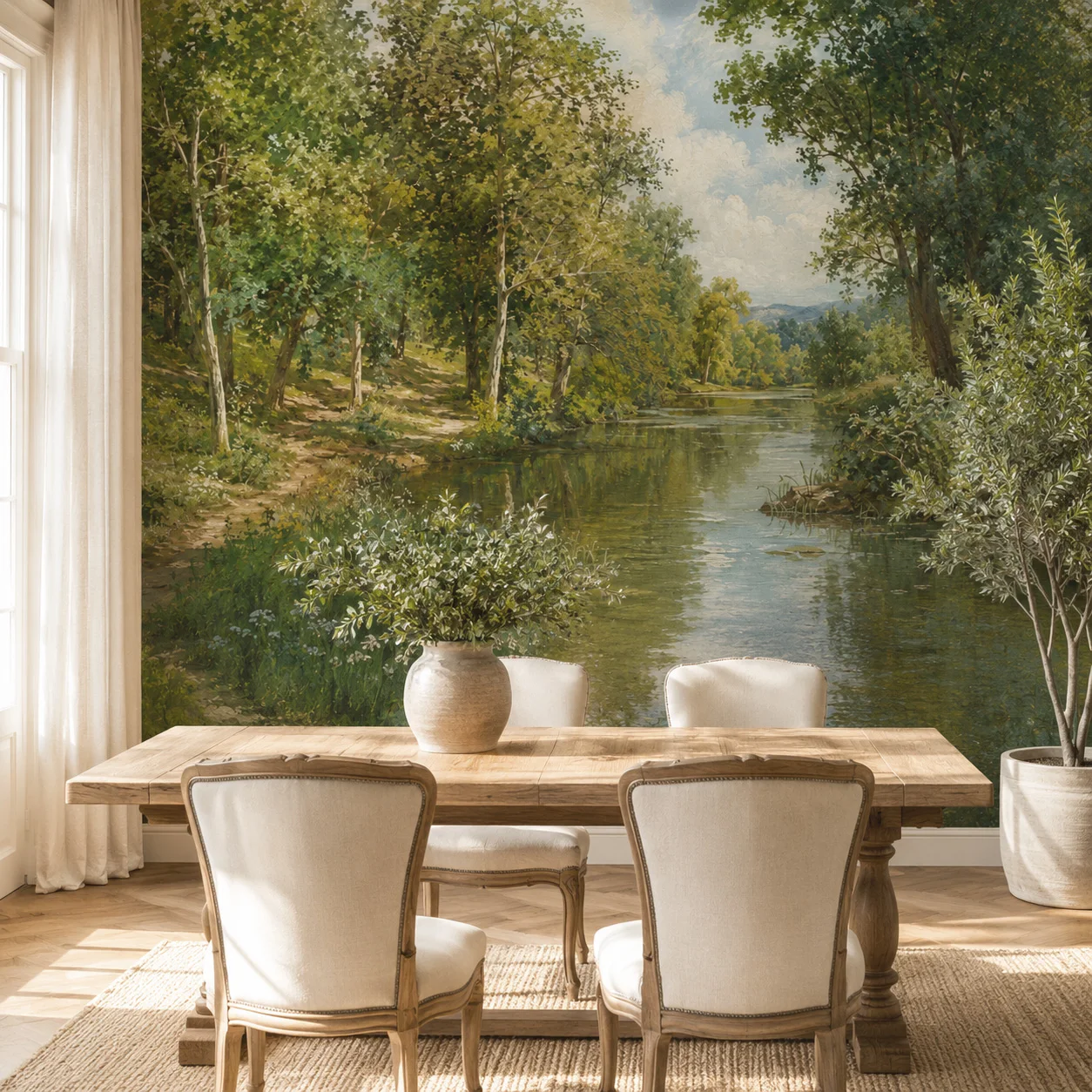 Custom Vintage Forest River Landscape Wallpaper Mural Nature Scenic Wall Decor Living Room Bedroom Non Self Adhesive