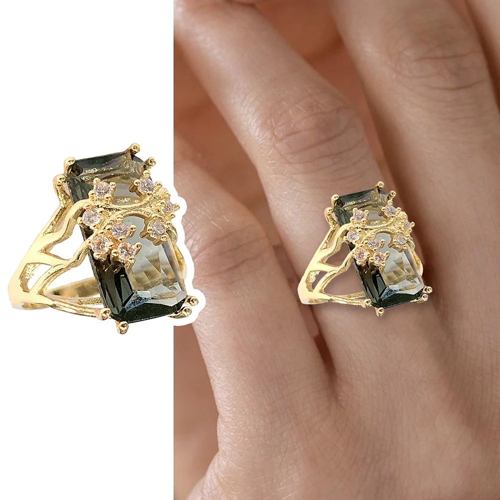 Fashion Rectangle Clear Zircon Luxury Rings Anniversary Engagement Jewelry For Women Fashion Rings image 2