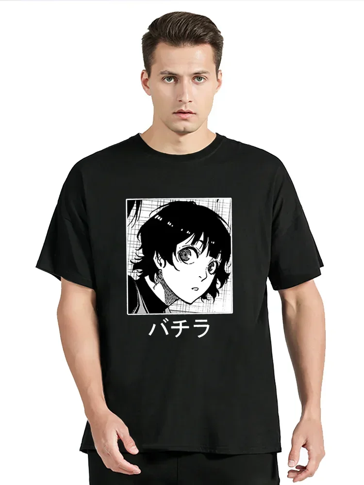 Camiseta con estampado de Anime Blue Lock Meguru Bachira, camisetas de moda de verano para hombres y mujeres, camiseta de Manga para hombres, ropa de calle negra para hombres