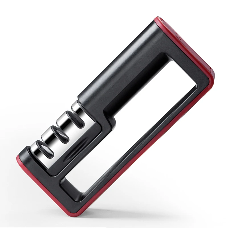 Portable Manual Knife Sharpener Compact Pull Through Design Knife Sharpening Stone Non-Slip Base for Kitchen Use