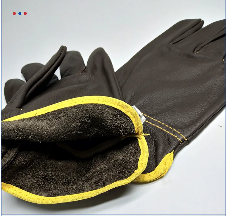 Gants de sécurité résistants à l'usure pour le travail du soudeur, isolation d'huile, couche de tête épaissie, gants de protection du conducteur de soudage, peau de vache