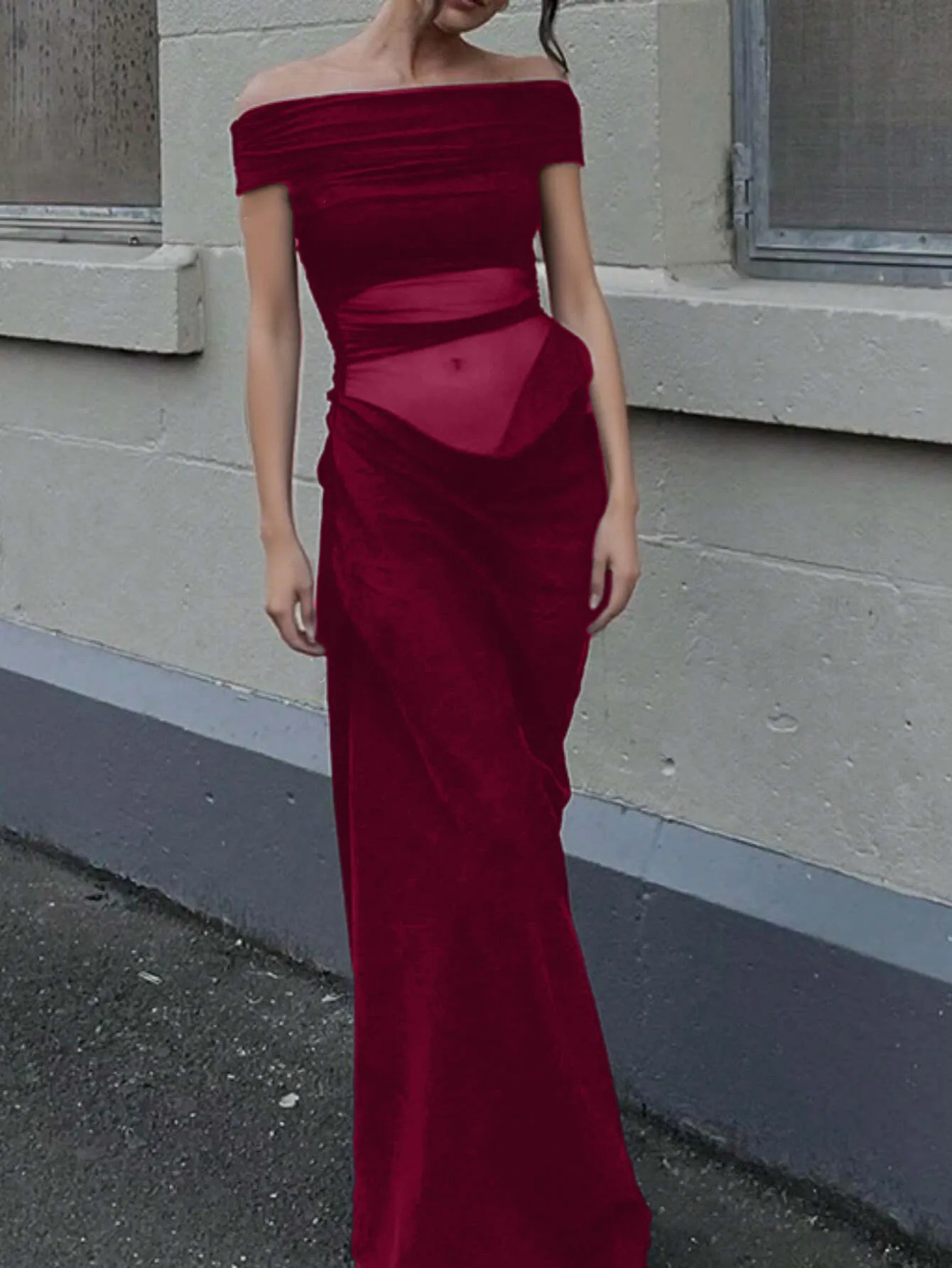 

Elegant evening dress with strapless solid color hip hugging long skirt women's dress autumn/winter 2025