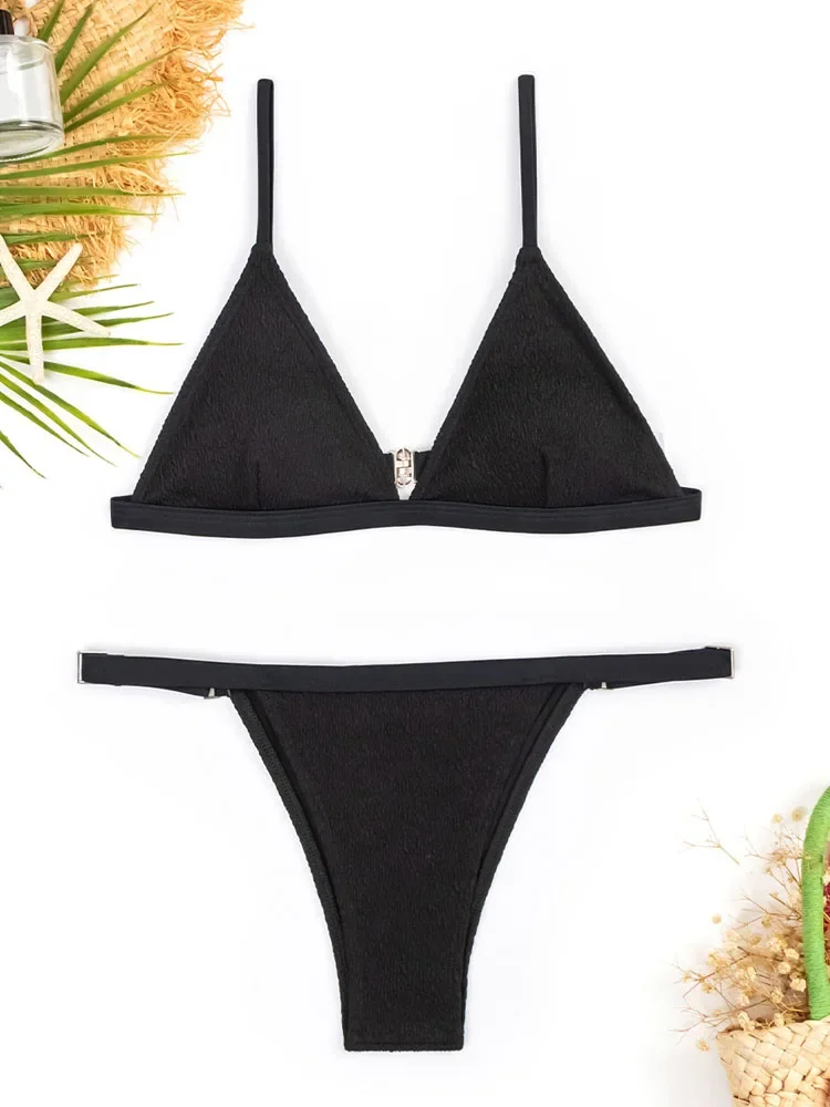 VigoBreviya 2025 сексуальный однотонный купальник на бретелях женский бикини с высоким вырезом пуш-ап бразильский женский купальник бразильский пляжный банный костюм