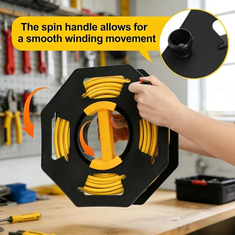 Caravan Yacht RV Cable Storage Cable Tidy Reel Heavy Duty Outdoor 25M Storage Reel Wire Extension Tidy Frame Roll Up Stand