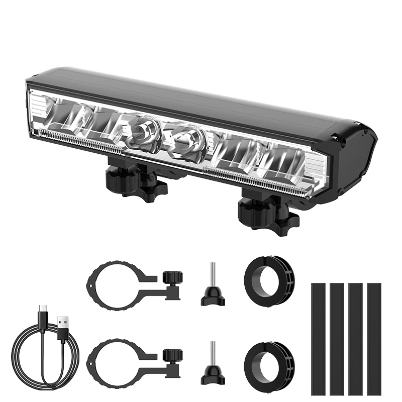 Fietskoplamp 7-modi Aluminium MTB Racefiets Hoofdlicht Hoge lichtheid Type-C Oplaadkoplamp voor nachtfietsen