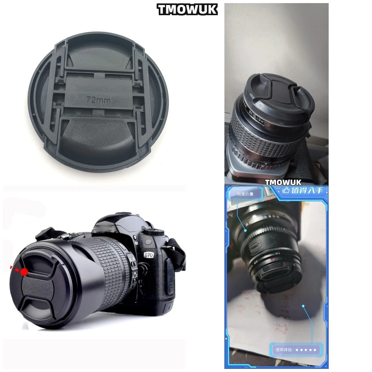 

For FUJIFILM X-H1 X-T60 X-Pro4 X-A20 X-T5 X-M5 X-E5 X-T200 X-T3 X-S10 Camera Lens Cap Protective Cover Center Pinch Snap-on 49mm
