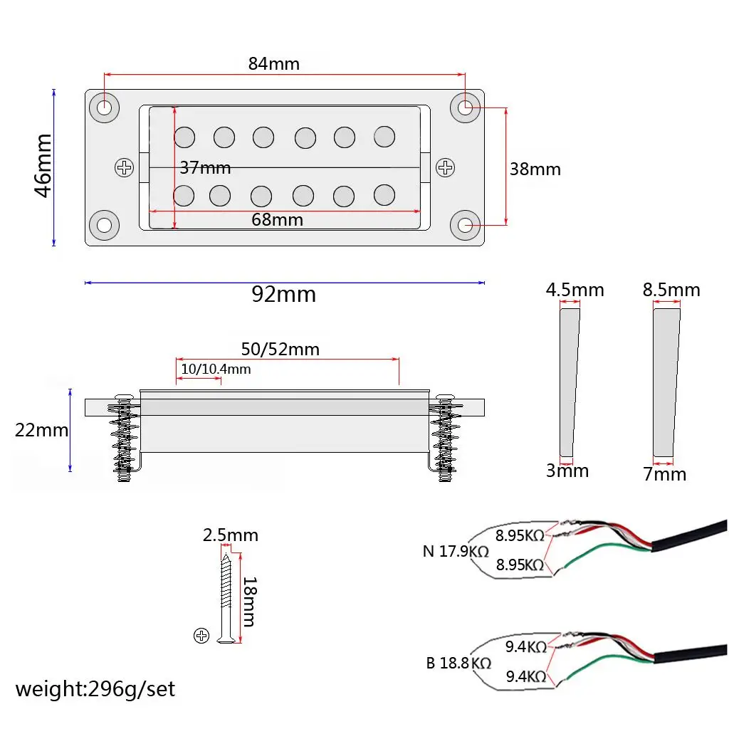 Neck Humbucker Pickups Double Coil Replacement Set for Electric Guitars with Screws for LP Bridge and Neck