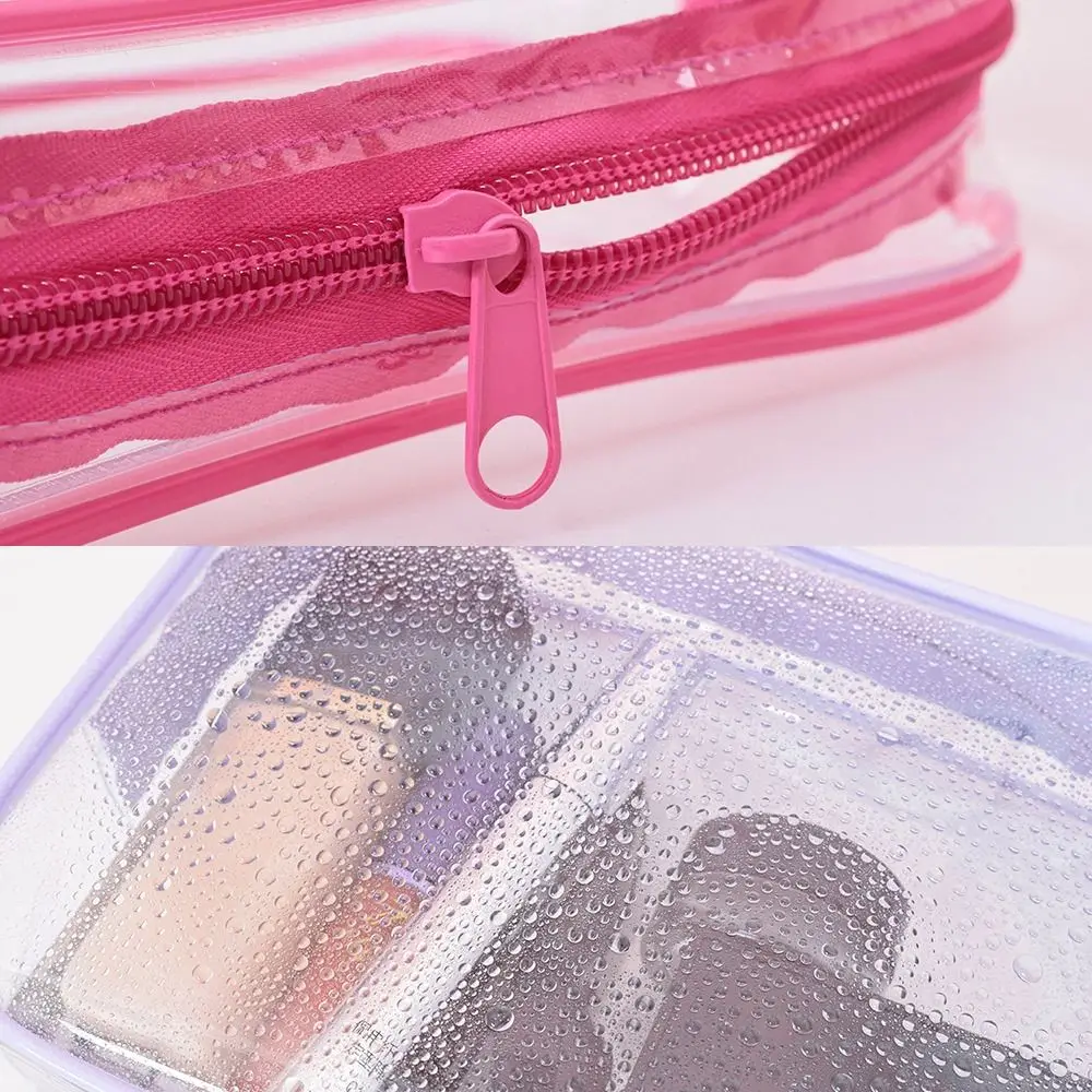 Simple PVC Toiletry Wash Pouch Large Capacity Transparent Doll Display Bag with Zipper Data Cable Storage Box Travel