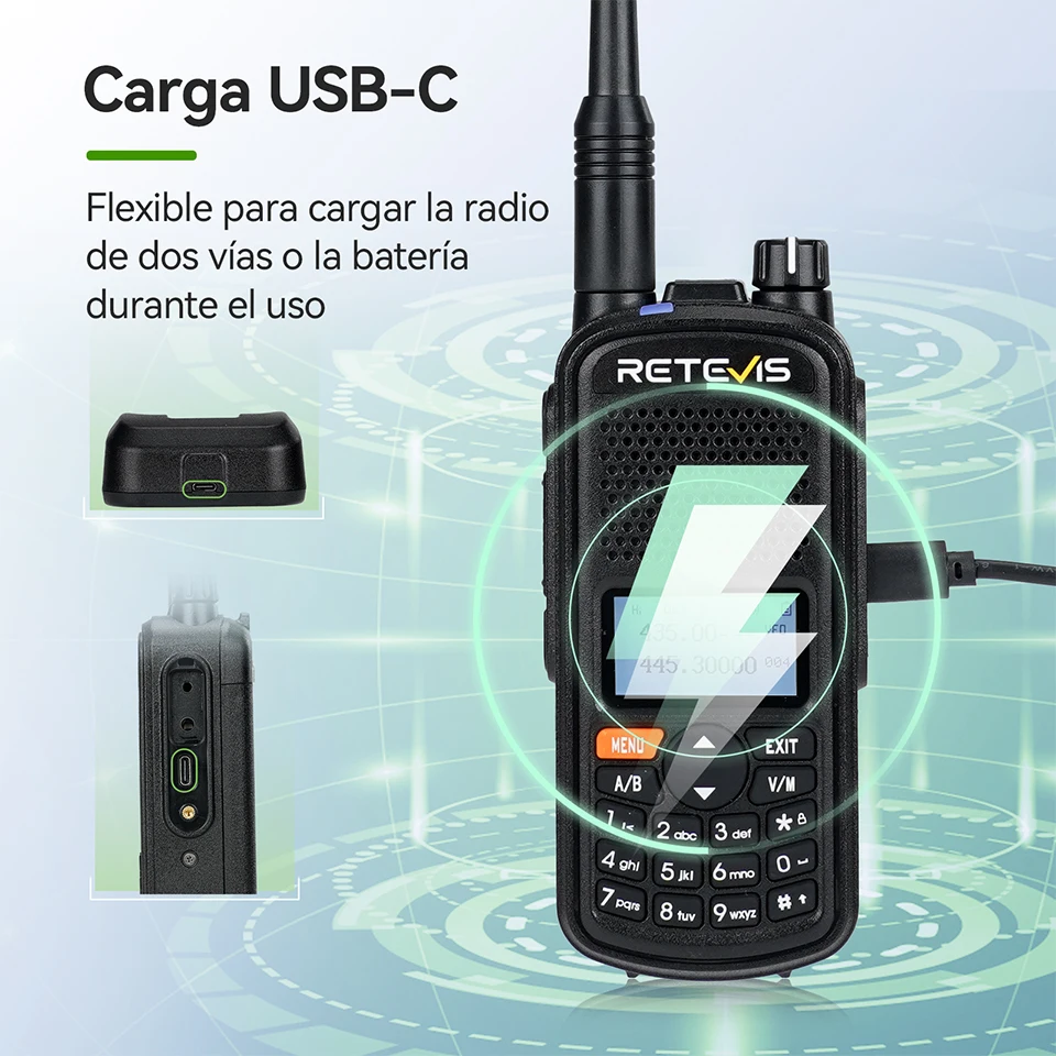 Retevis A61 Walkie Talkie GPS IP67 Waterproof Analog Ham Radio 5W Amateur Radio Station Aviation Receiving Radio USB C Charging