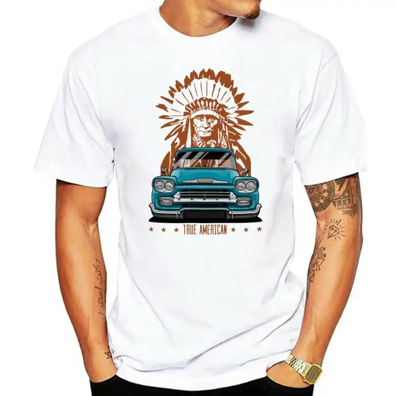 Men tshirt True American. Chevy Apache Unisex T Shirt top women T-Shirt tees Pickup Truck (aquamarine)