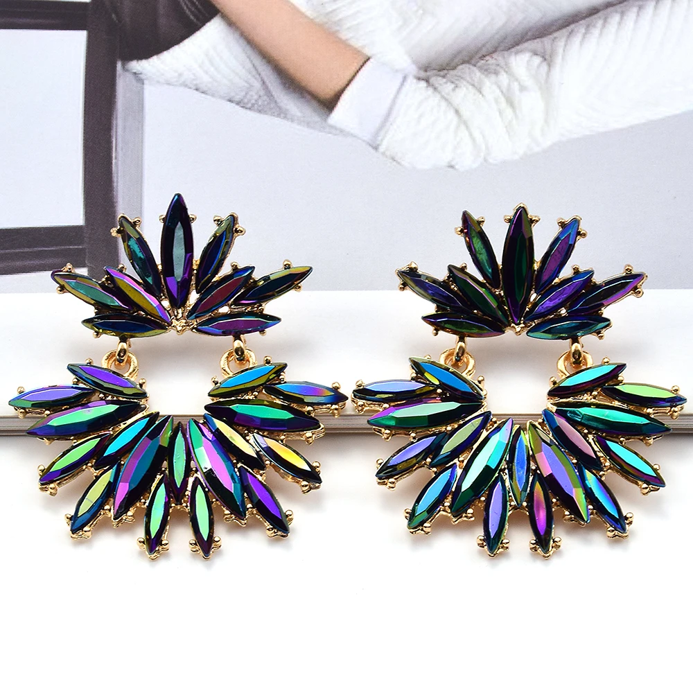 

Fashion High Quality Rhinestone Drop Earrings For Women Girls Crystal Earrings Statement Jewelry Wholesale