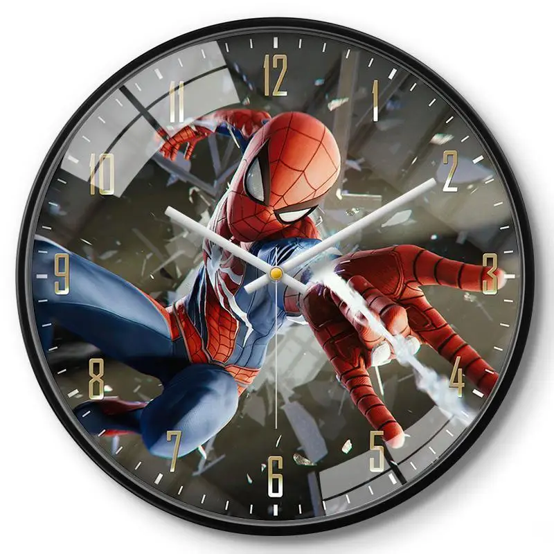 Kreskówkowy kreatywny Spider-Man anime gadżet chłopięcy pokój cichy zegar ścienny salon sypialnia trend domowy fajny zegar hurt