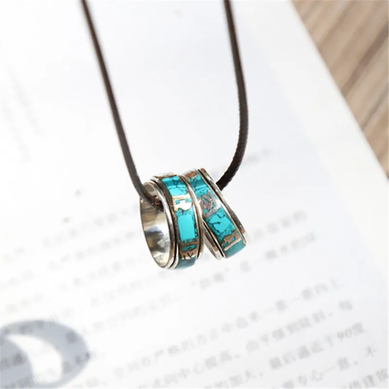 R206 Tibetano Mantra Amuleto Spin Luck Anelli per Uomo OM MANI PAD ME HUM Multi Colori