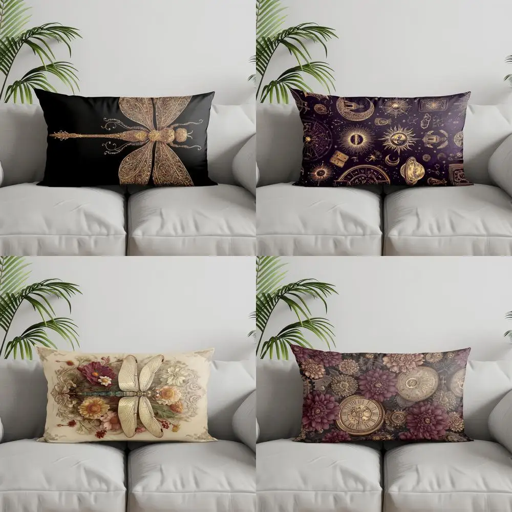 Home Decor Gorgeous Gold Dragonfly Pillow Cover Suitable For Sofa Bedroom Car Pillow Cover Cushion Rectangular Back Cushion