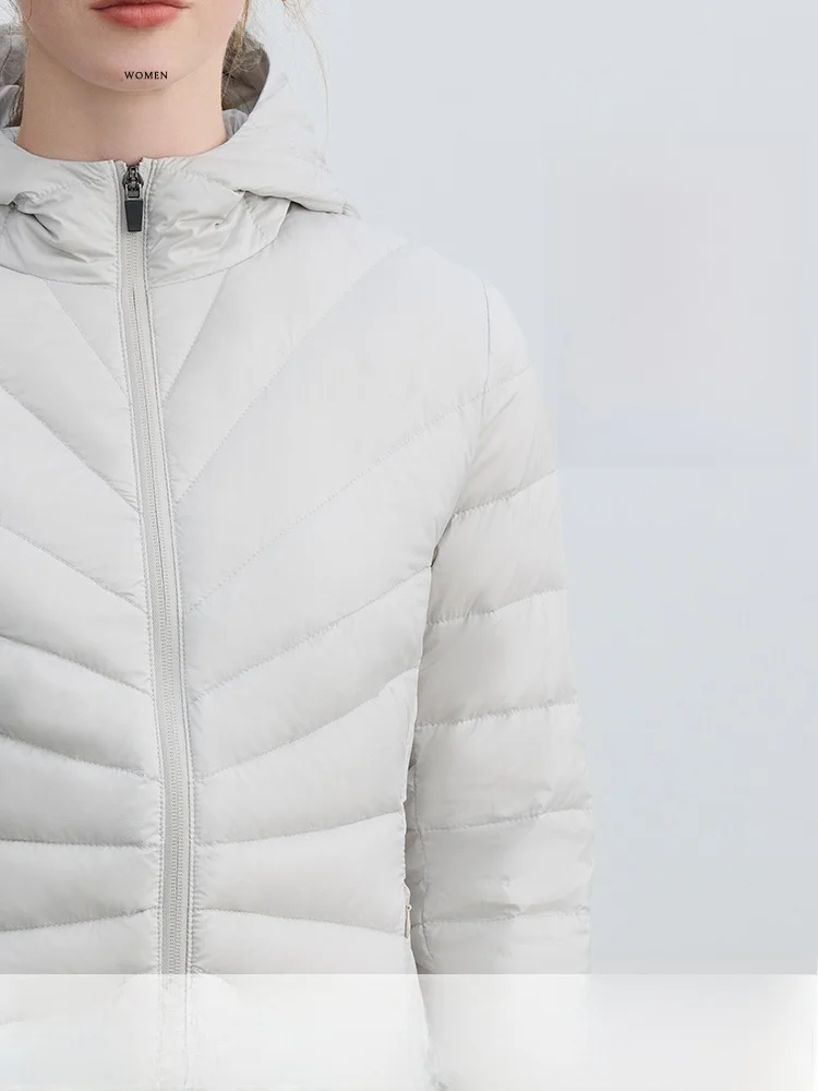 Lightweight Short Women's down Jacket 95% White Duck down Filling Slim Fit High Waist Warm Coat Korean Style Commute Wind