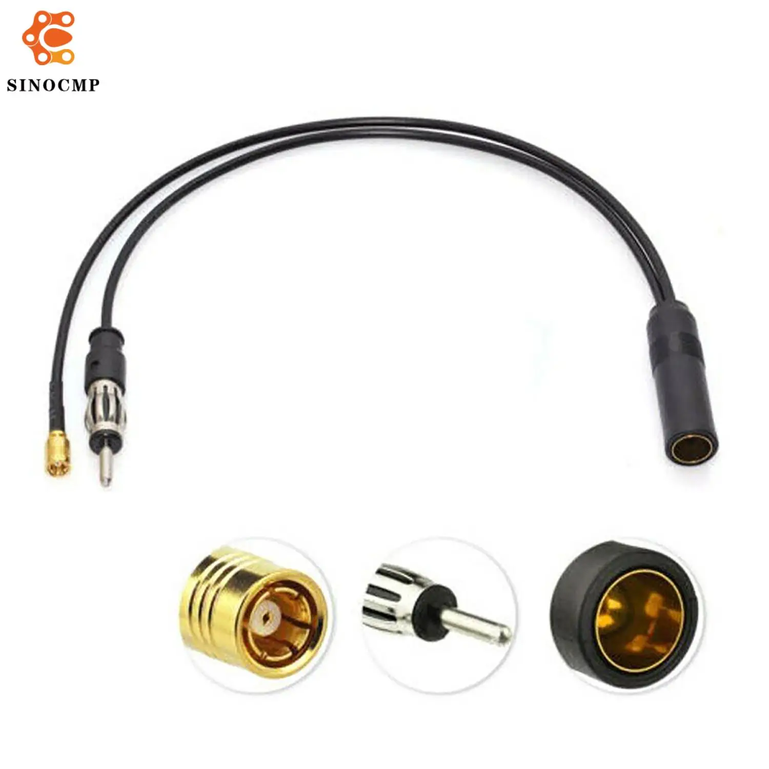 1Pcs DAB & FM / AM Car Radio Aerial Active Antenna SMB DIN Splitter Adapter Cable Compatible DAB / DAB +/DMB-A Cars Accessories