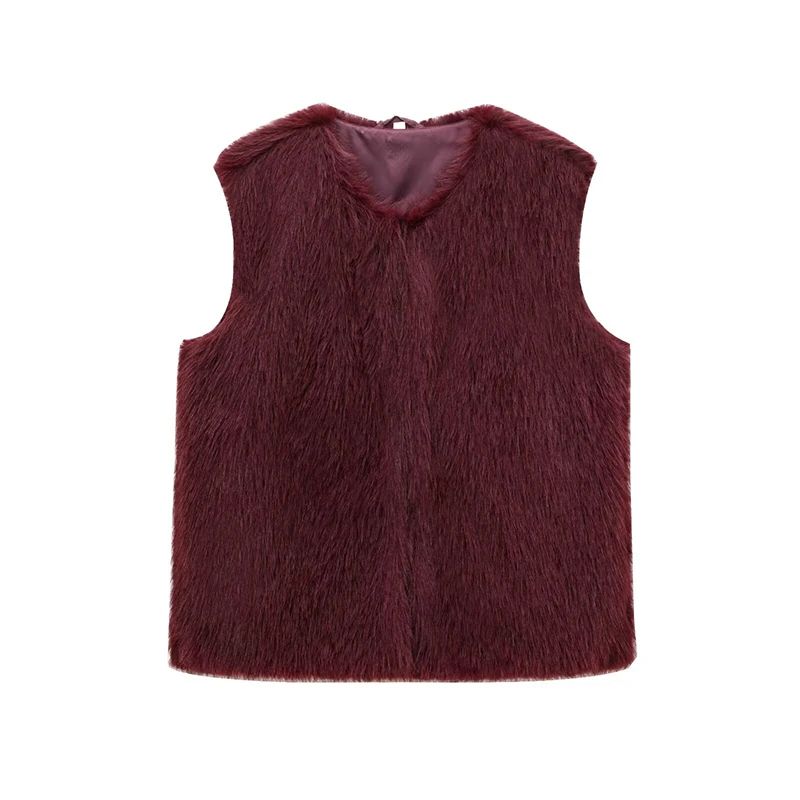 2024 Winter Autumn new women\'s Faux Fur Vest fashionable Casual  artificial fur Gray vest Sleeveless Waistcoat Female