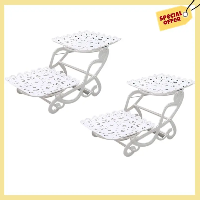 -BABQ 2X 2 niveaux gâteau Dessert support Cupcake pâtisserie Biscuit plateau support bonbons Buffet porte-fruits utilisation de mariage un carré