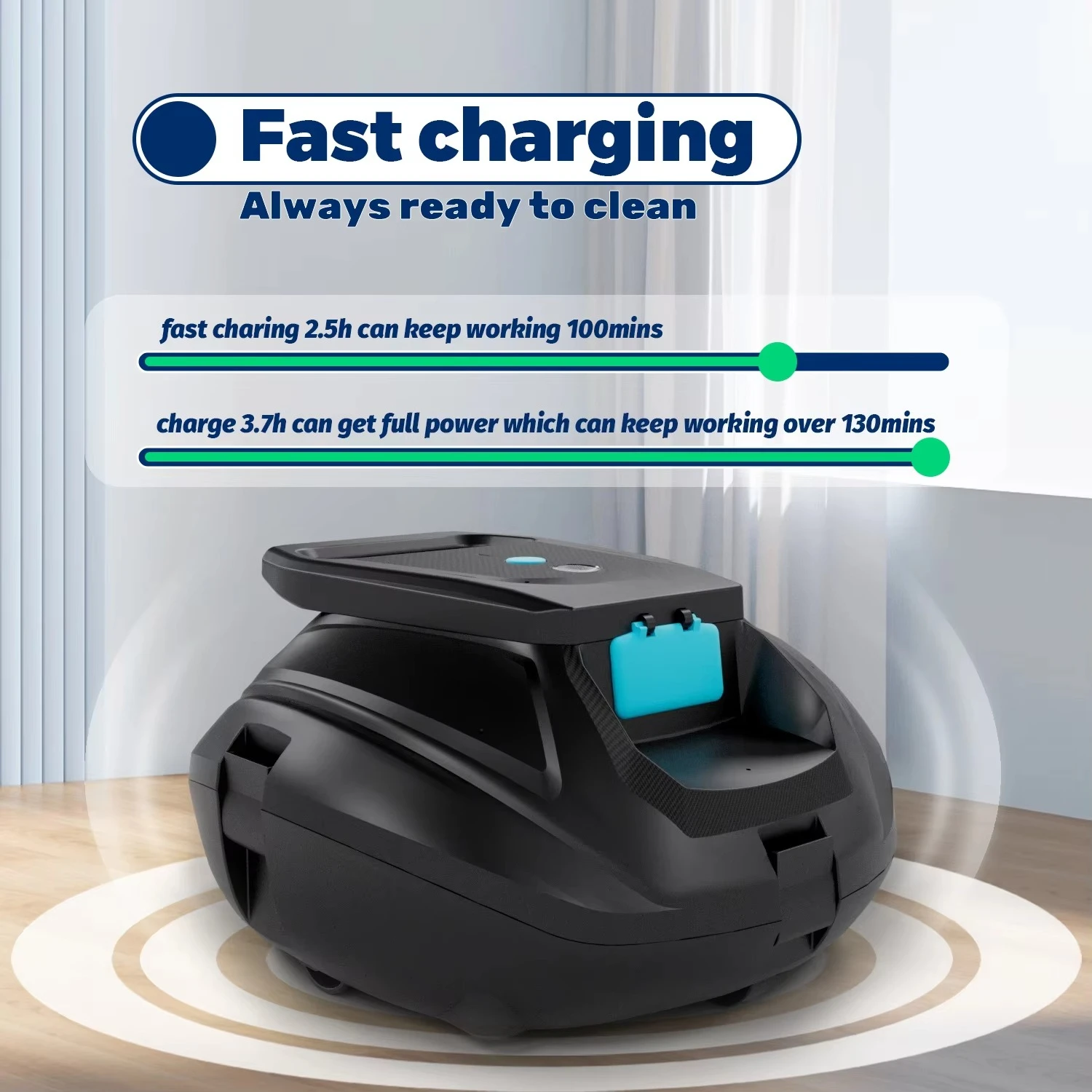 مكنسة كهربائية لحمام السباحة الروبوتية، روبوت تنظيف لاسلكي لحمام السباحة ذو الأرضية المسطحة، المعدات الأوتوماتيكية #6