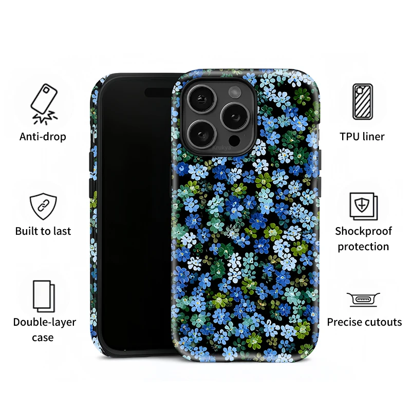 Krukya Little Flowers جراب هاتف آيفون 16 15 14 13 12 11 Pro Max SE X XE XS Max 17 Air Soft غطاء أكريليك مقاوم للصدمات