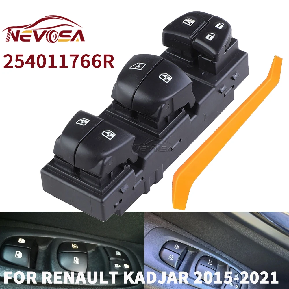 LHD For Renault Kadjar 2015 2016 2017 2018 2019 2021 Power Master Window Control Switch Lift Glass Button 254011766R Front Left