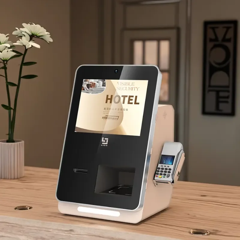 for LIEN Hotel Self Check In Kiosk Gym Check in System Automatic Key Card Dispenser ID Credit Card Payment Option Tabletop