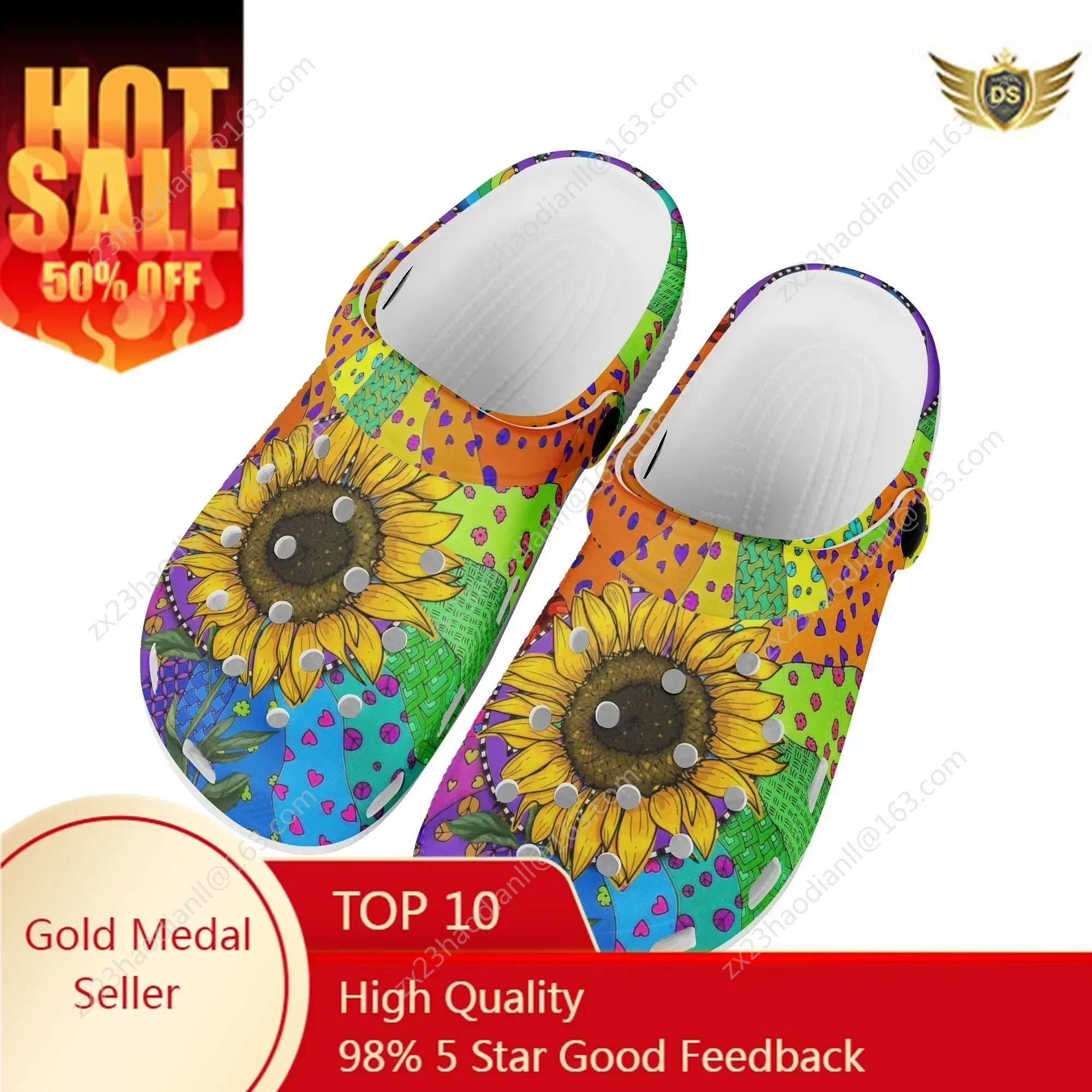 

Personalized Gradient Sunflower Design Sandals Women's Casual Comfortable Non-slip Indoor Flat Shoes Summer Light Slippers