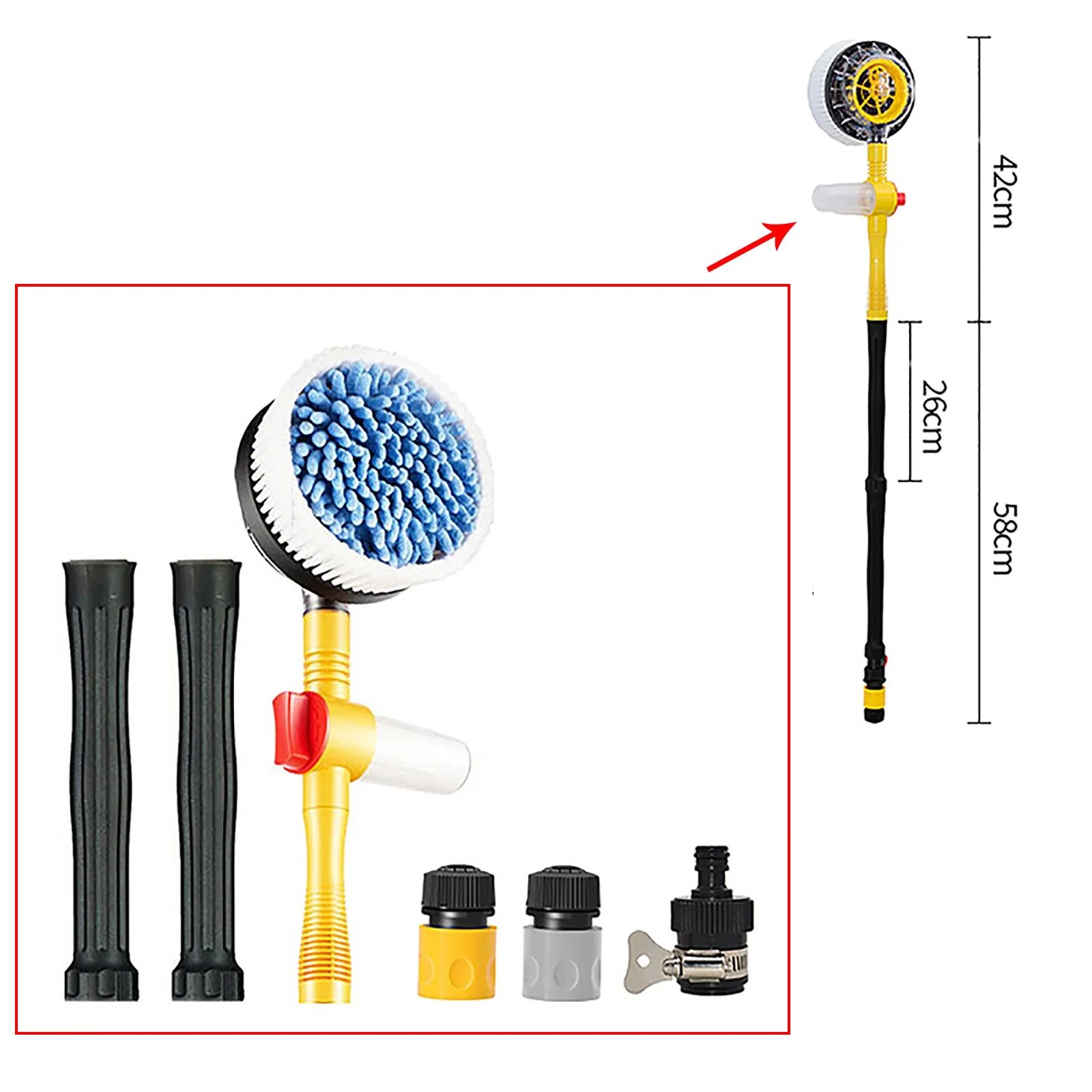 Long Car Cleaning Washing Brush Wash Foam Brush Automatic Rotary Long Handle Cleaning Mop Brush Washing Tool