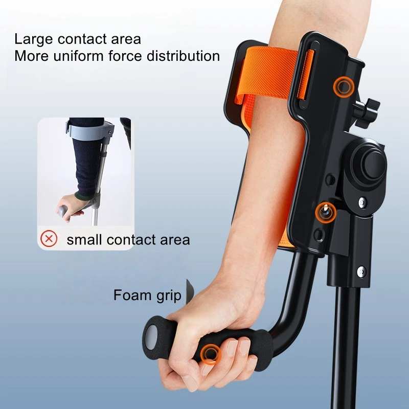 Adjustable height medical elbow crutch, arm crutch, fracture ankle injury, portable folding crutch