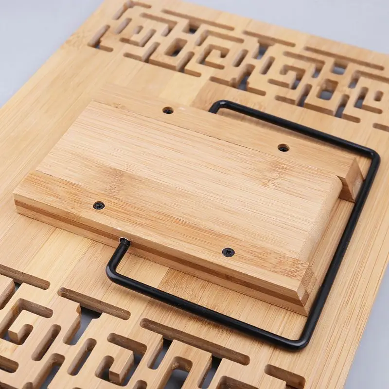 ไม้ไผ่ Hollow ปรับอ่านหนังสือผู้ถือถาดหน้ากระดาษคลิปพับได้ Tabl