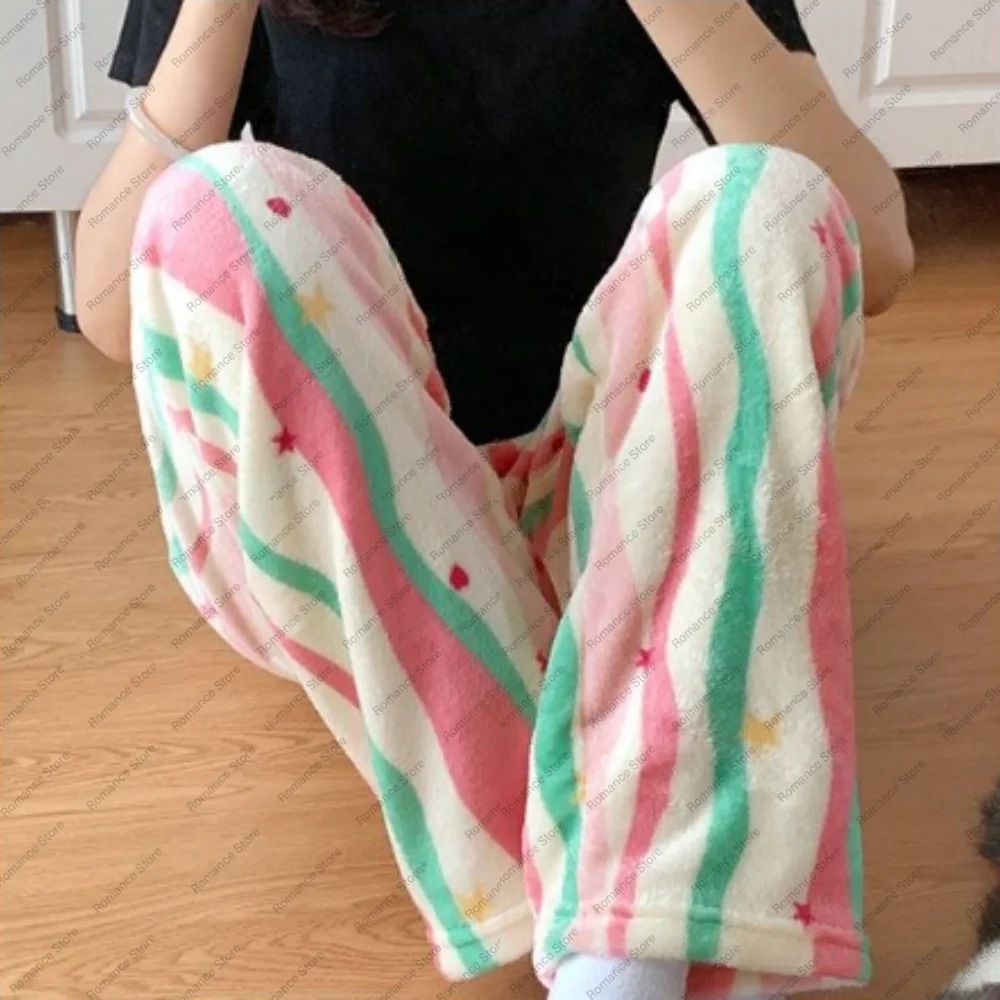 

Flannel women's warm pajama pants casual pajama pants long pants home wear and thermal pants for autumn winter comfortable pants