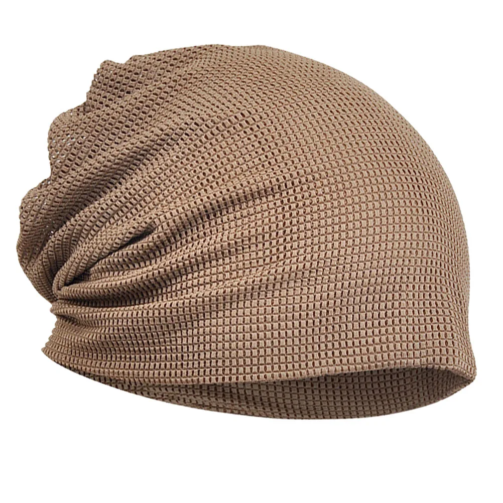 

Coffee Breathable Lady Mesh Cap Dual-Use Turban Hat Scarf Beanie Neckerchief Soft Lightweight Skin-Friendly Outdoor Casual