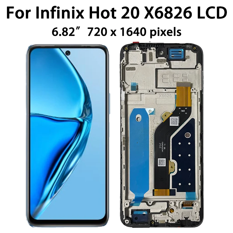 6.82\'\' Tested Hot20 Screen For Infinix Hot 20 X6826 X6826B X6826C LCD Display Touch Screen Digitizer Assembly