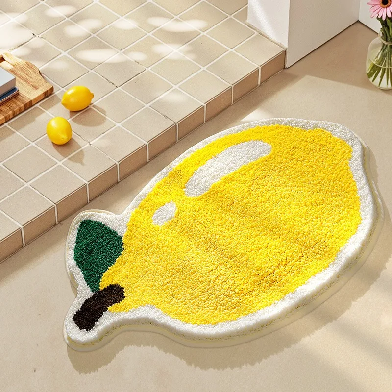 

Мягкий плюшевый коврик для ванной, нескользящий впитывающий полукруглый фруктовый узор, идеальный декор для ванной комнаты, пушистый плюшевый зимний декор, украшение