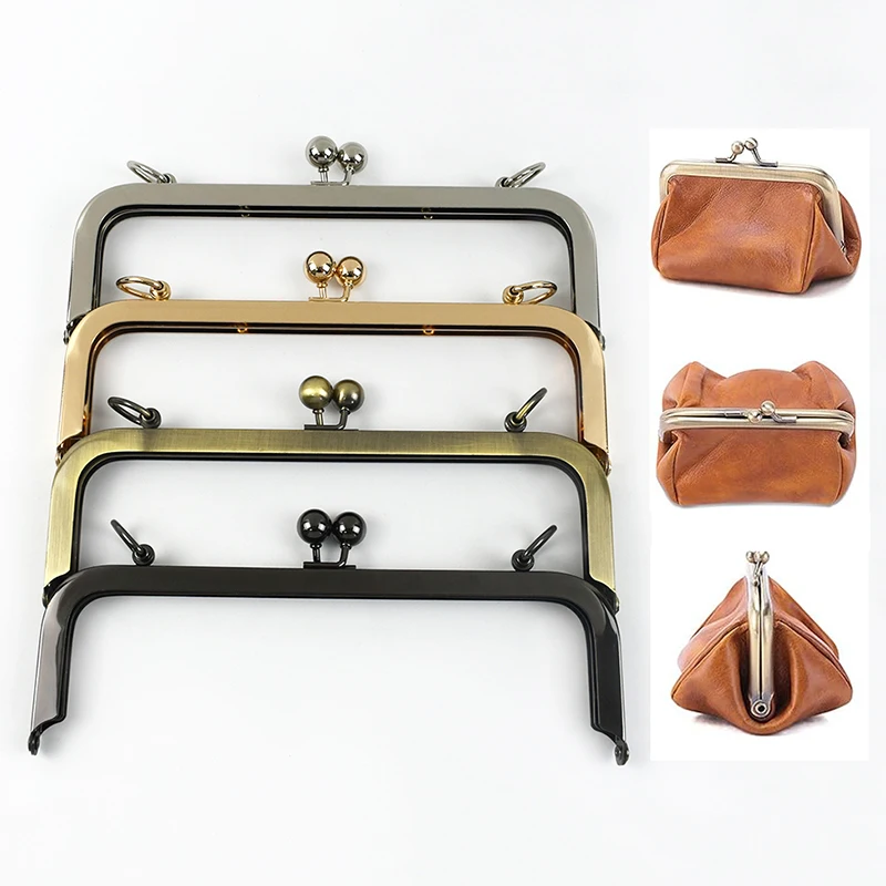 2Pcs 20/25cm Metal Bags Handle Square Smooth Purse Frame Clourse Clip Kiss Clasp Wallet Screw Sewing Bracket DIY Bag Accessories