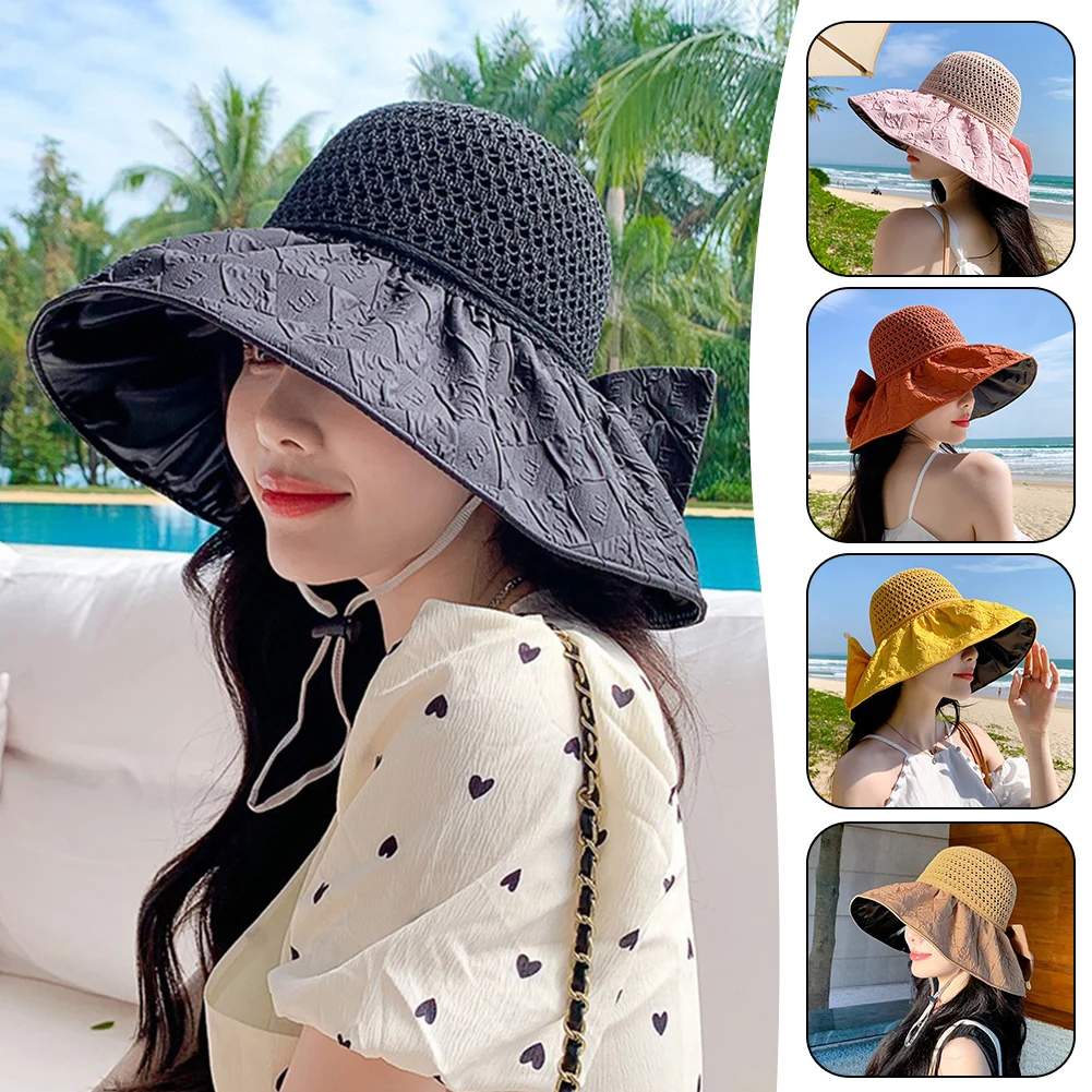 Women Summer Printing Sunhat Outdoor Wide Brim Sunshade Hat Beach Sun Visor Hats Foldable Fisherman Cap UV Protection Hat Female
