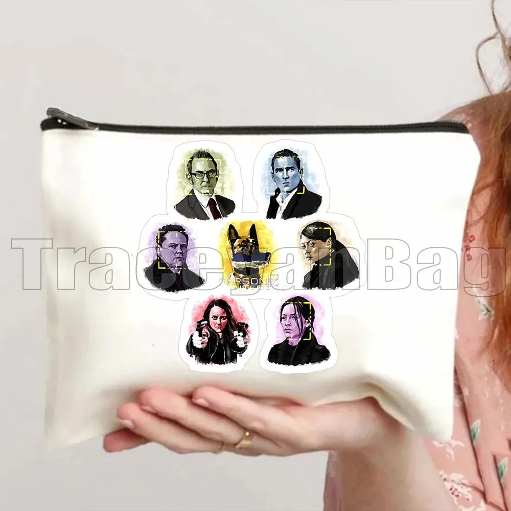 Funny Retro Person Of Interest Movie Root Shaw Fan Gifts Canvas Cosmetic Bag Makeup Storage Toilet Bag Pencil Case Zipper Pouch