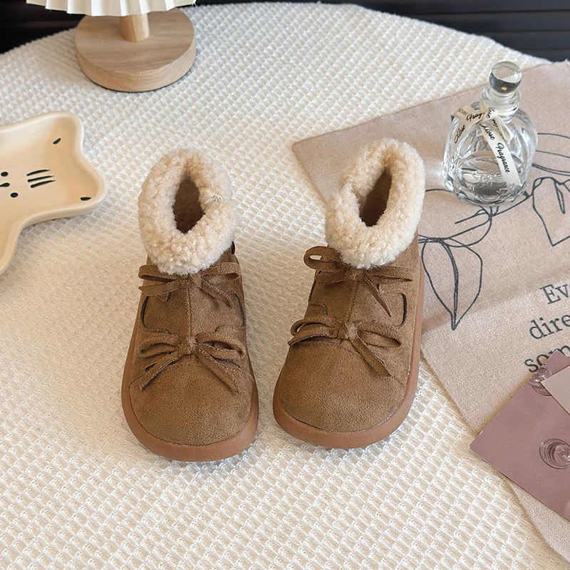 

2025 Winter Children's Snow Boots Boys and Girls Warm Plush Side Zipper Anti slip Fashion Versatile Cotton Shoes