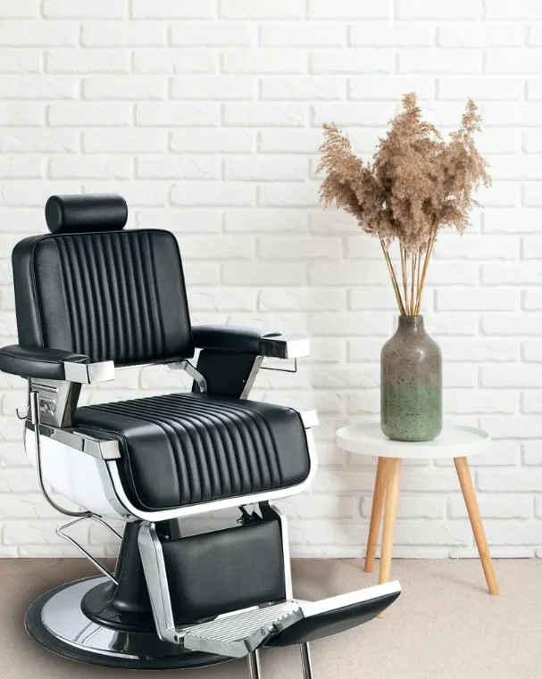 Chaises de barbier à hauteur de siège réglable, plaque plaquée, chaise pour salons de coupe de cheveux, entièrement personnalisée, noire, moderne